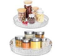 Organiseur rotatif double pour réfrigérateur, 27 cm + 23,5 cm, plateau pivotant, rotation à 360 degrés, rangement pour herbes aromatiques, pivotant, étagère de cuisine pour huile, épices, confiture