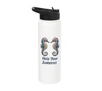 Organisez vos hippocampes artistiques sur la côte, l'océan, l'été Stainless Steel Insulated Water Bottle