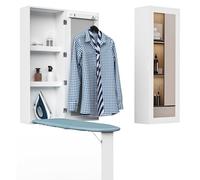 Organizedlife Planche à Repasser, Table à Repasser Compacte Intégrée, Armoire de Rangement Murale avec Miroir, Pied de Support Pliable, Gain de Place pour Maison & Appartement, 95x35.5x17.5CM