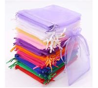 Organza sachets,Sachets Pochettes Cadeau en Organza avec Rubans pour Bijoux Cadeaux Bonbons Marriage, 10x15cm 100PCS