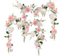 OrgMemory 2 Pièces Guirlande de Pivoine, 180cm, Guirlande Fleurs Artificielles, Fleur Rose, Pivoine Artificielles pour Jardin Maison Fête Mariage Arche Voiture Décor
