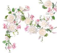 OrgMemory Guirlande de Fleurs de Pivoine, Guirlande de Roses de 1,8 m, pour décoration de Mariage, décoration de Maison, cheminée, décoration de fête (Guirlande de pivoines Champagne)