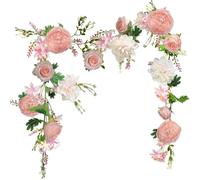 OrgMemory - Guirlande de Fleurs de Pivoine Rose pâle de 1,8 m pour décoration de Mariage, Chemin de Table, Manteau (Guirlande de pivoines Roses)