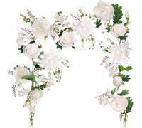 OrgMemory Guirlande de pivoines de 1,8 m pour décoration de Mariage, Chemin de Table, cheminée (Guirlande de pivoines Ivoire)