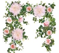 OrgMemory Guirlande Fleur, 190cm, Pivoine Artificielles, Guirlande Fleurs Artificielles pour la Maison, Un Mariage, Un Jardin, Une Fête(Rose)