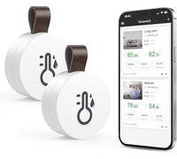 ORIA 2pcs Hygromètre à Thermomètre Bluetooth 5.0, Contrôle App sans Fil Mètre de Moniteur d'Humidité Température Précis, Capteur Moniteur avec Ecran, Bouton, Alertes Funtion pour iOS/Android