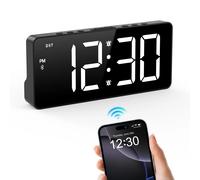 ORIA Réveil LED 7 ''avec temps de synchronisation Bluetooth Réveil numérique avec double alarme et 5 niveaux de luminosité pour une utilisation au bureau à domicile noir