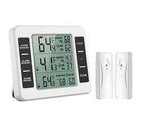 ORIA Thermomètre de Frigo Congelateur, Thermomètre de Réfrigérateur Sans Fil avec 2 Capteurs, Alarme Sonore, Min/Max, Thermometre In/Extérieur pour Maison Cuisine Restaurant Bars Café