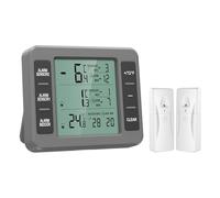 ORIA Thermomètre de Frigo Congelateur, Thermomètre de Réfrigérateur sans Fil avec 2 Capteurs, Alarme Sonore, Min/Max, Thermometre In/Extérieur pour Maison Cuisine Restaurant Bars Café - Gris