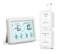 ORIA Thermomètre de Réfrigérateur et Congélateur Numérique - 2 Capteurs Sans Fil, Alarme, Écran LCD, ℃/℉, Min/Max, 2 Options de Montage pour Maison