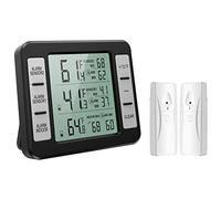 ORIA Thermomètre de Réfrigérateur, Thermomètre de Frigo Congelateur sans Fil avec 2 Capteurs, Alarme Sonore, Min/Max, Thermometre In/Extérieur pour Maison Cuisine Restaurant Bars Café - Noir