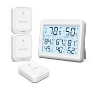 ORIA Thermomètre Hygromètre avec 3 Capteurs Extérieur, Thermomètre Intérieur et Extérieur, Rétroéclairage et Grand écran LCD, Enregistrement Min/Max, Commutateur ℃/℉