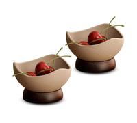 Oriental riverkit Bols à Dessert en Porcelaine, Lot de 2 Bol Aperitif, Bol à Tapas, Bols à trempette pour Dessert, Salade ou Crème Glacée, Résistants au Lave-vaisselle, Brun