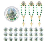 ORIGACH Lot de 24 épingles à épinglette chapelet de Jésus avec boîte cadeau pour première communion, baptême, fête, cadeau religieux, catholique, événement chrétien, événements funéraires, réceptions