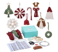 ORIGACH Lot de 9 kits de décorations de Noël en macramé à faire soi-même pour adultes et débutants - Fait à la main - Élan nain - Ange - Flocons de neige - Canne à sucre - À suspendre pour sapin de