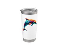 Origami Art Dauphin Dauphins Gobelet isotherme en acier inoxydable double paroi