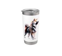 Origami Art Japanese Akita Inu Gobelet isotherme en acier inoxydable double paroi