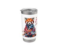 Origami Panda Rouge Kimono Kawaii Petits Pandas Chat Ours Gobelet isotherme en acier inoxydable double paroi