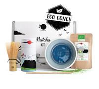 Origeens MATCHA KIT AZUR - Conditionné en France - Kit Matcha complet avec Bol Matcha Artisanal (Portugal), Fouet Chasen, Thé Matcha BIO Japonais et Cuillère doseuse Chashaku