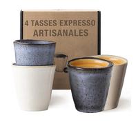 Origeens SET TASSE A CAFE EXPRESSO | Set Tasse Expresso Céramique Artisanale du Portugal | Service Tasse à café 80mL x4 | Coffret cadeau original
