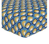 Origin - Drap Housse imprimé en Lyocell, Arty - 90 x 190 cm - Bleu - 57 Fils/cm² - Lyocell - Bonnet 24 cm - Entretien Facile