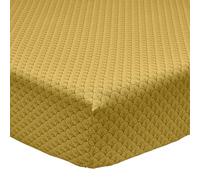 Origin - Drap Housse imprimé en Viscose de Bambou, Camille - 90 x 190 cm - Jaune Curry - 57 Fils/cm² - Bambou - Bonnet 24 cm - Entretien Facile