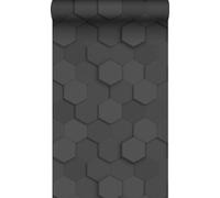 Origin papier peint hexagone 3d noir 53 cm x 10.05 m Wallcoverings