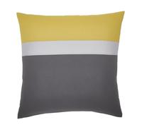 Origin - Taie d'oreiller Bicolore Unie en Coton, Meli MELO - 63 x 63 cm - Gris Zinc et Curry - Coton - 57 Fils/cm² - Entretien Facile