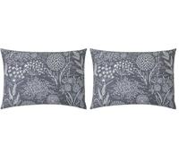 Origin Taie d'oreiller imprimée en Lyocell, Hortense, 50 x 70cm, Gris Anthracite (Lot de 2)