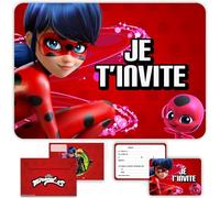 Original Corner Miraculous Officiel | Lot de 12 Invitations Anniversaire avec 12 Cartes et 12 Enveloppes | Cartes “Je t’invite” Fille et Garçon | Thème Super-Héros | Anniversaires & Fêtes