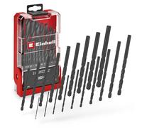 Original Einhell Jeu de 19 forets à métaux HSS-R (acier HSS 4241, noir bruni, pointe de perçage 135°, spirale laminée type N, tige ronde y compris cassette de rangement)