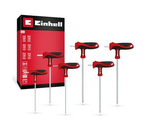 Original Einhell Jeu de Tournevis à Poignée en T 6 pcs (Embout Sphérique, Lame 90°, Acier CrV, Vis Hexagonales, Montage Machines Véhicules)