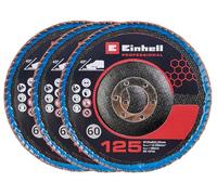 Original Einhell Kit de disques abrasifs à lamelles (accessoire pour meuleuses d’angle, 3 disques abrasifs bombés de grain 60, Ø 125 mm, pour meuleuses d’angle de Ø 125 mm)