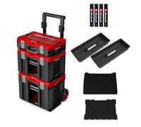 Original Einhell Tour de rangement étanche avec roulettes E-Case SEALED | atelier roulant | 3 mallettes | max. 120 kg | étanche à la poussière et aux jets d’eau | 44 x 40 x 70 cm | rails latéraux