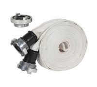 Original Einhell Tuyau de refoulement, 10 m, avec raccord Storz (tuyau tissé/tuyau industriel/tuyau plat, avec 3 raccords rapides 1 1/2" fil. int. sur Storz, Ø 38 mm, max. 10 bars)