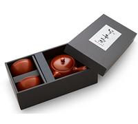 Original japanische Teekanne, Kyusu, mit 2 Becher: Shudei Kyogata. Integriertes Tee-Sieb aus Edelstahl. Echt japanisches Tee-Set aus natürlichem Tokoname-Ton in schöner Geschenk-Box