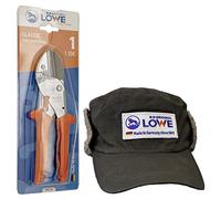 Original LÖWE 1 sécateur professionnel à enclume 1.104 avec lame en acier inoxydable et revêtement antiadhésif et bonnet d'hiver à doublure chaude, idéal pour le jardinage en hiver