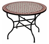 ORIGINAL Table de jardin en mosaïque marocaine ø 100cm Grande table ronde pliante | Table de salle à manger ronde pliante en mosaïque Méditerranée | Comme table pliante pour balcon ou jardin | (Albaic
