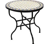 ORIGINAL Table de jardin en mosaïque marocaine ø 80cm Grande table ronde pliante | Table de salle à manger ronde pliante en mosaïque Méditerranée | comme table pliante pour balcon ou jardin | Giralda