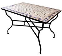 ORIGINAL Table de jardin en mosaïque marocaine 120x80cm Grande table carrée pliante | Table de salle à manger carrée pliante en mosaïque Méditerranée | comme table pliante pour balcon ou jardin | Sole