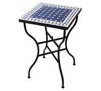 ORIGINAL Table de mosaïque marocaine Bistro 50x50cm Grande table carrée pliante | Petite table de jardin carrée en mosaïque Méditerranée | comme table pliante pour balcon ou jardin | Marrakech Bleu Bl