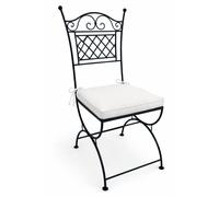 ORIGINALE Chaise de jardin orientale en métal noir Caravaca | Chaise de balcon marocaine avec coussins d'assise | Chaise en fer comme chaise de bistrot | Décoration méditerranéenne dans le jardin ou s