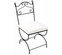 ORIGINALE Chaise de jardin orientale en métal noir Malaga | Chaise de balcon marocaine avec coussins d'assise | Chaise en fer comme chaise de bistrot | Décoration méditerranéenne dans le jardin ou sur