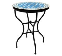 ORIGINALE table mosaïque marocaine table de bistrot ø 60cm grande ronde pliante | ronde petite table mosaïque de jardin méditerranéenne | comme table pliante pour balcon ou jardin | Estrella turquoise