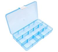OriGlam 1 boîte de rangement en plastique de 17x10 cm avec séparateurs réglables, boîte de rangement pour bijoux, fournitures de bureau, perles, loisirs créatifs, matériel de pêche (Bleu)