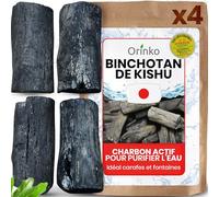 ORINKO ® Binchotan Bio Charbon Actif Eau x4 - Puissante Filtration Naturelle 2.5L/Bâton - Chêne Japonais Authentique (Kishu, Wakayama) - Idéal pour Carafe, Fontaine, ou Gourde - Taille M