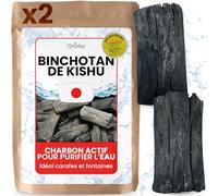 ORINKO® Binchotan Japonais Bio Charbon Actif Eau x2, Pour Purification Eau 3.5L/Bâton pendant 6 Mois, Chêne Japonais Authentique (Kishu, Wakayama), Idéal Carafe, Fontaine, ou Gourde, Taille L