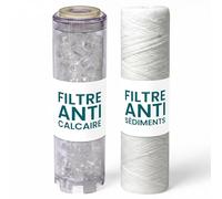 ORINKO Kit Cartouche Anti-Calcaire Polyphosphate + Filtre Anti-Sédiments 20 Microns - 2 Cartouches Filtrantes 10" - Compatible Porte-Filtre Standard - Protection Calcaire Appareils Ménagers
