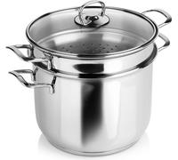 Orion | Casserole à vapeur - acier inoxydable - 6 litres - adapté à l'induction - avec couvercle en verre - efficacité énergétique