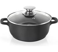 Orion Casserole en fonte d'aluminium Casserole avec couvercle en verre GRANIT 24 cm | 4 l gaz induction